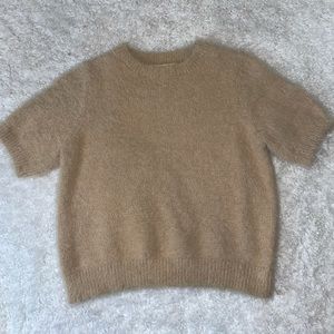 Fuzzy light brown crop top! Size Small